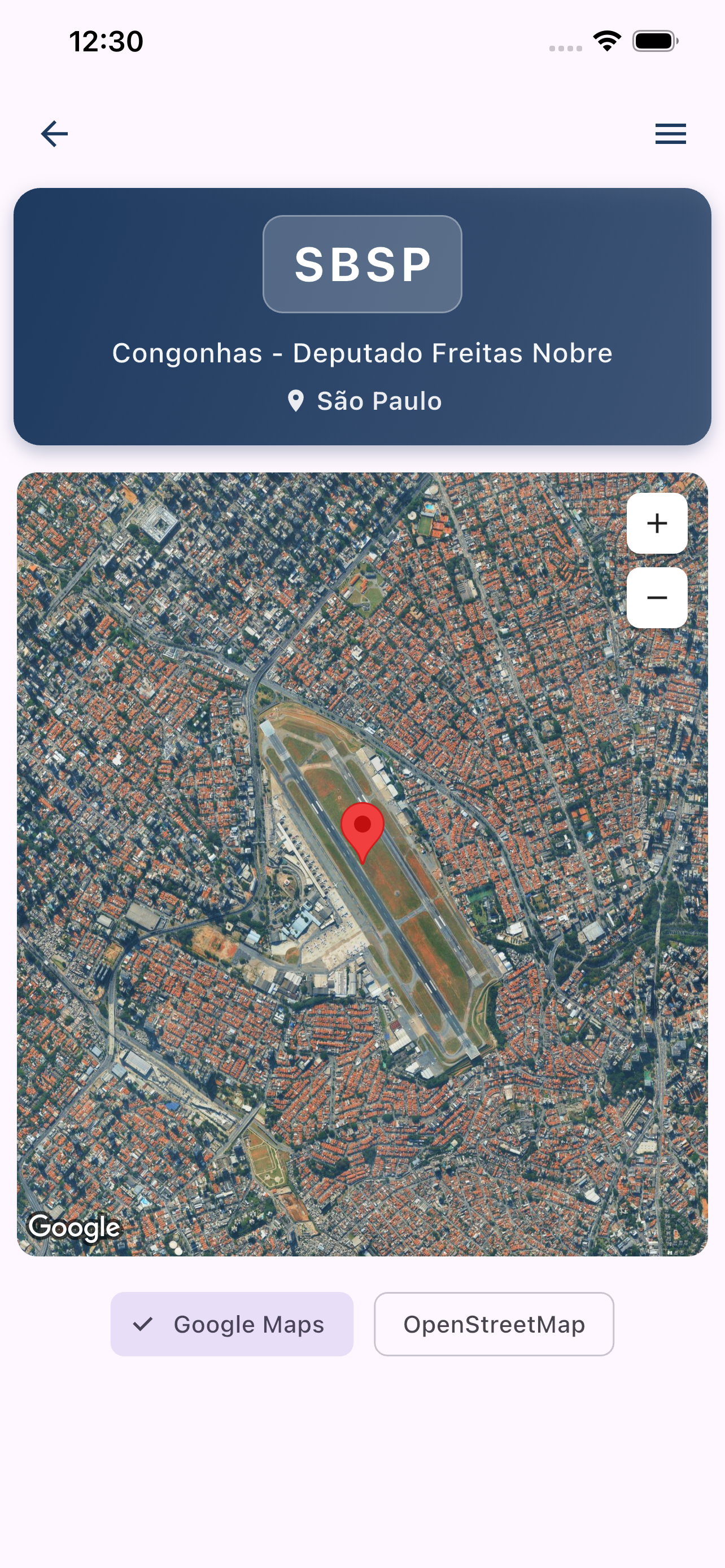 Mapa do aeródromo no AIS BR